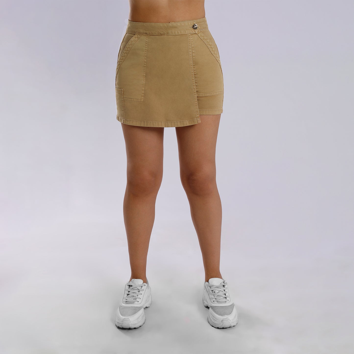 Falda Short Mujer Cruzada Beige Cationizado