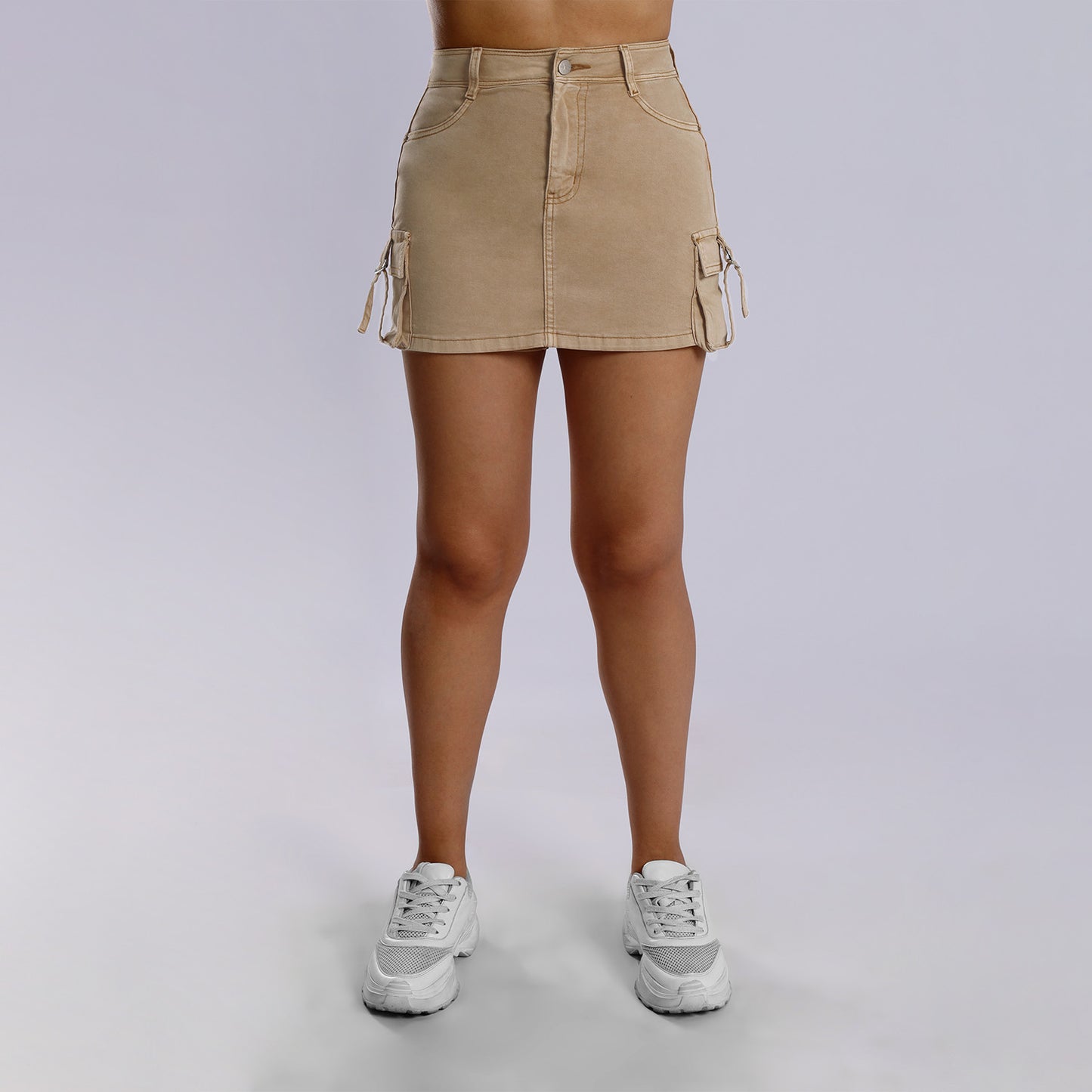 Falda Short Dama Cargo Kaki Cationizado