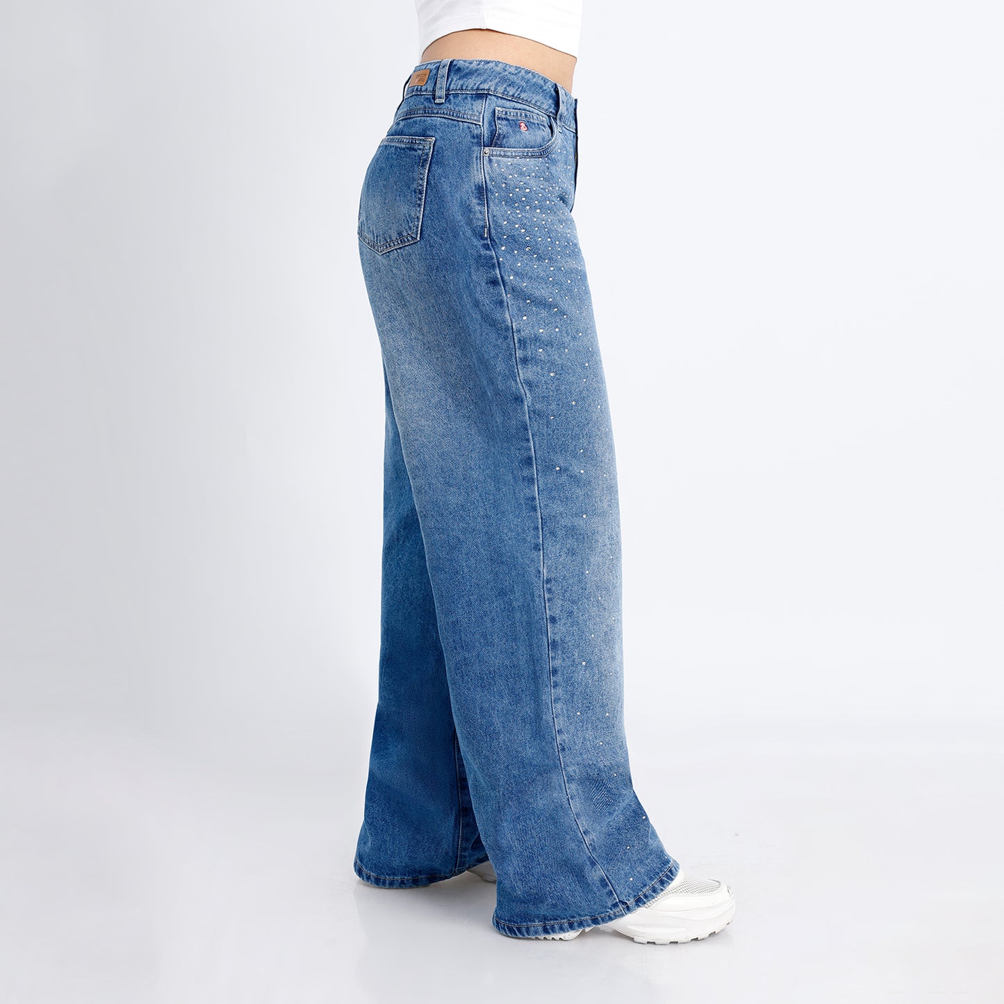 Pantalón Dama Marisol Wide Leg Cadera Cristal Frosteado