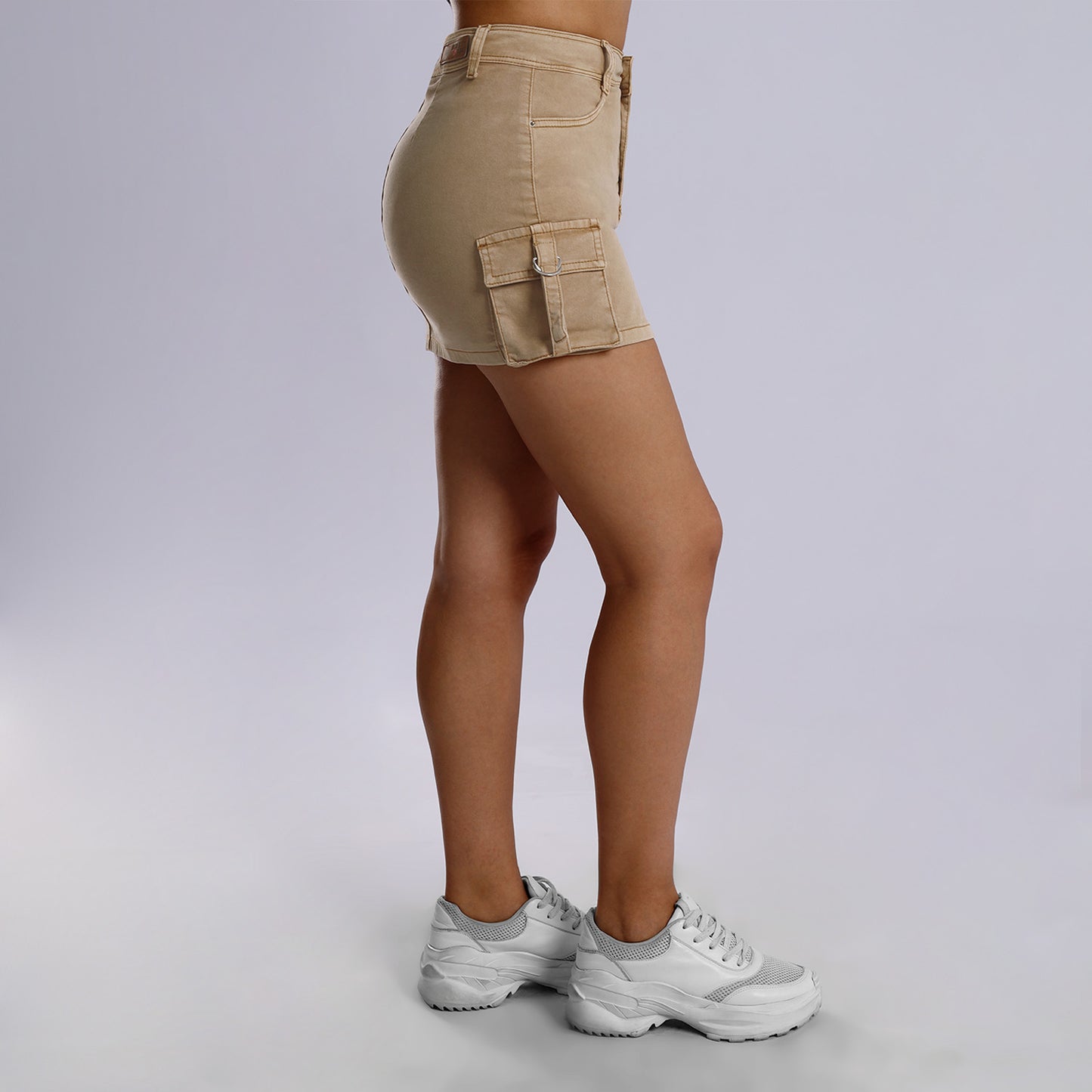 Falda Short Dama Cargo Kaki Cationizado