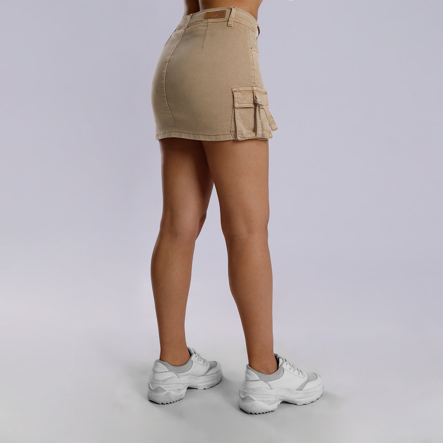 Falda Short Dama Cargo Kaki Cationizado