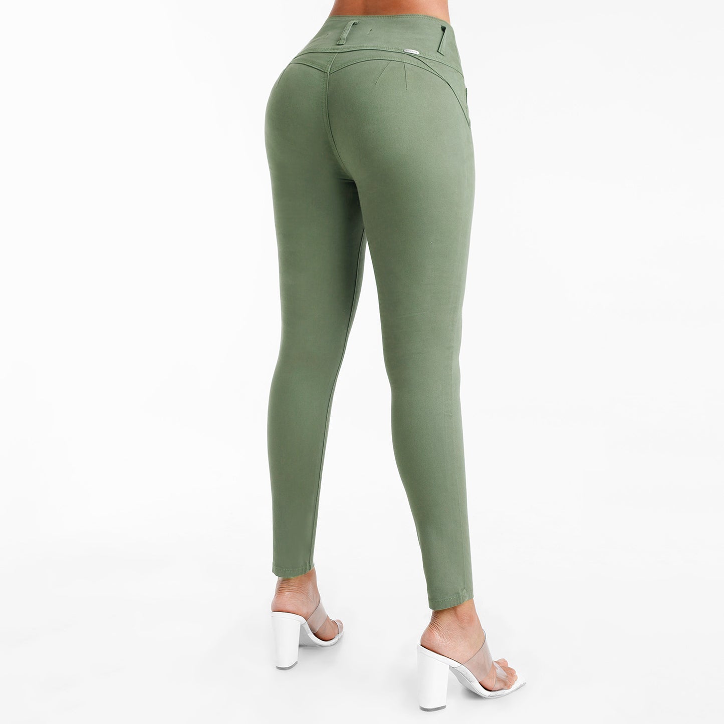 pantalon drill mujer push up plomo verde militar