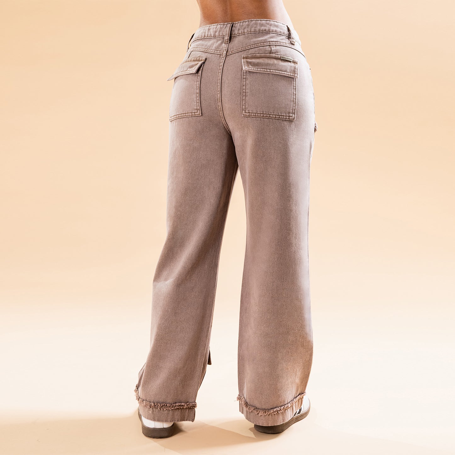 Pantalón Palazzo Cargo Beige Frosteado