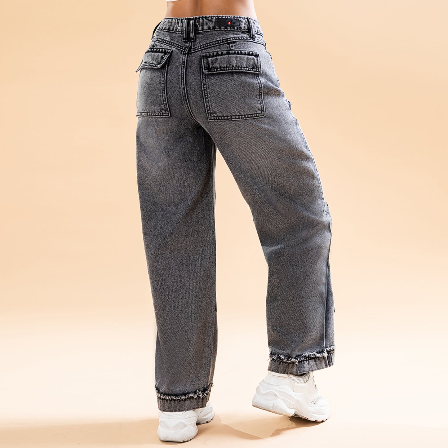 Pantalón Palazzo Cargo Negro Frosteado