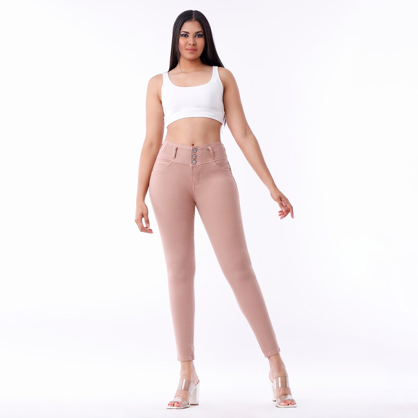 pantalon drill mujer push up rosa