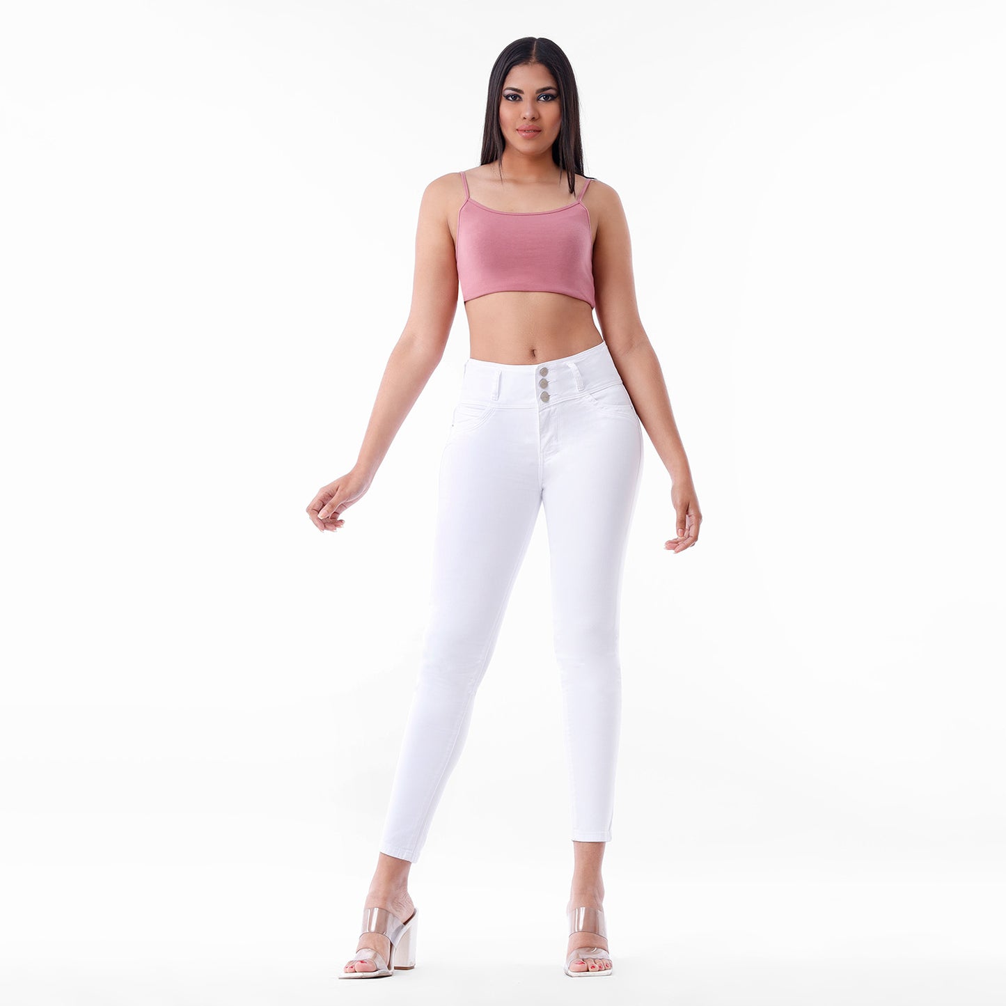 pantalon drill mujer push up blanco