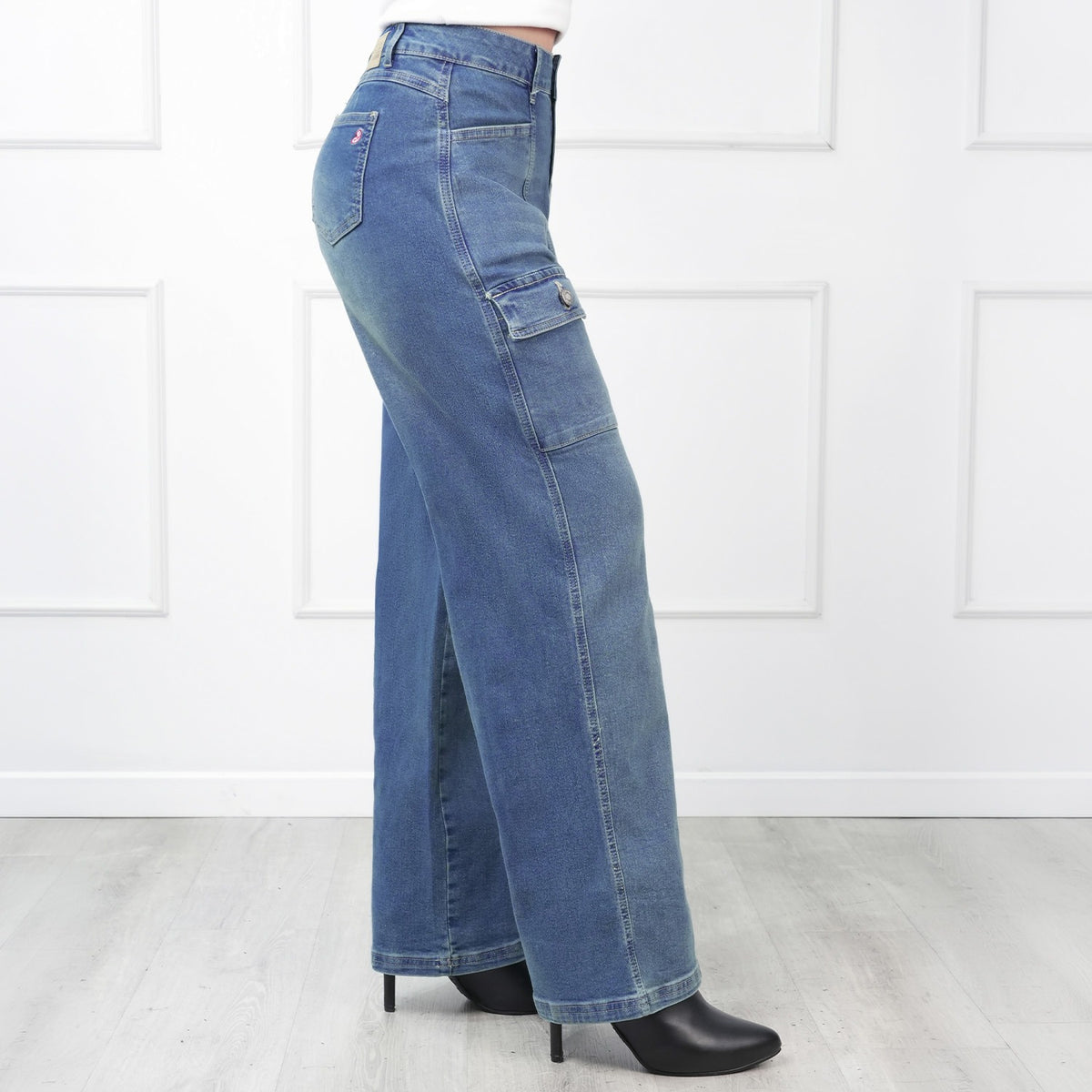 Wide Leg Cargo Olivia Cintura Cristal