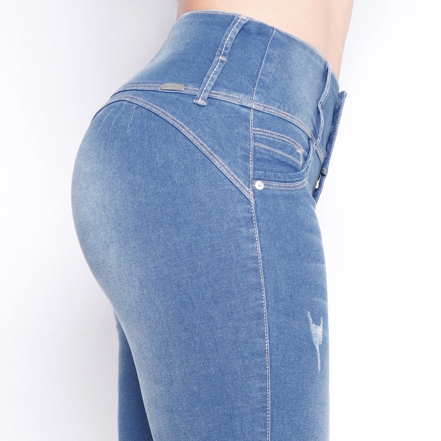 Jeans Push Up Mujer Semimoda Pitillo Cintura Cristal Contaminado - 230192