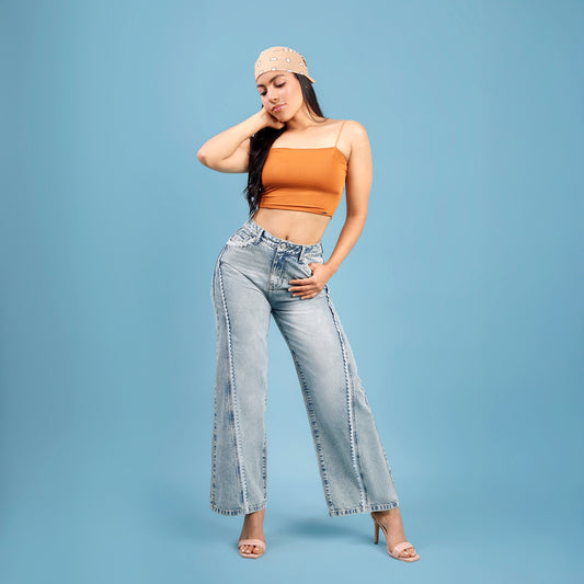 Pantalón Dama Bella Cintura Wide Leg