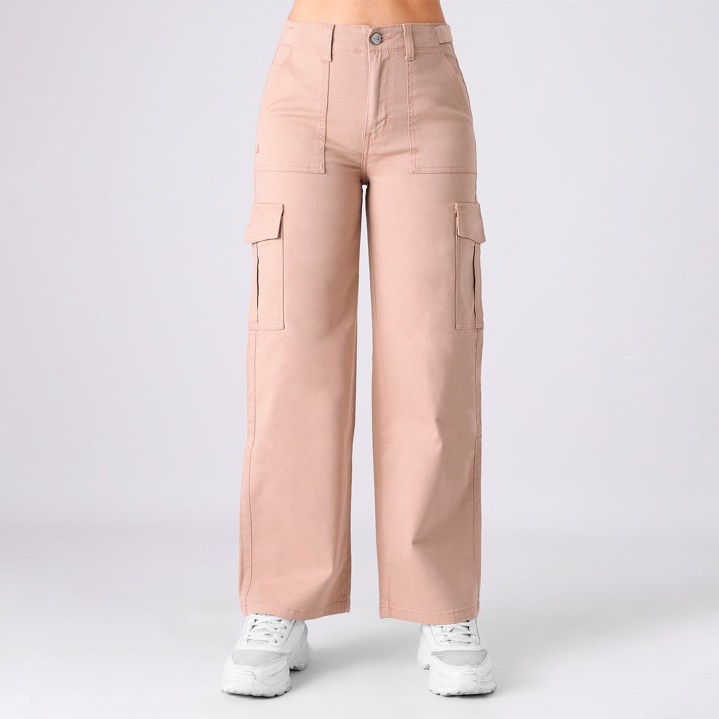 Pantalón Cintura Palazzo Cargo Palo Rosa