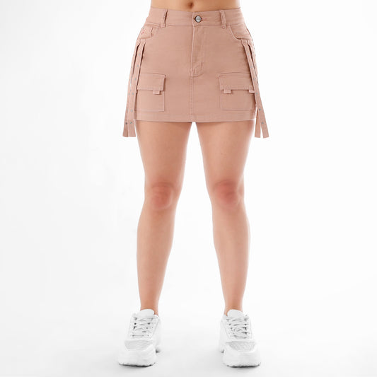 Falda Short Cargo Palo Rosa