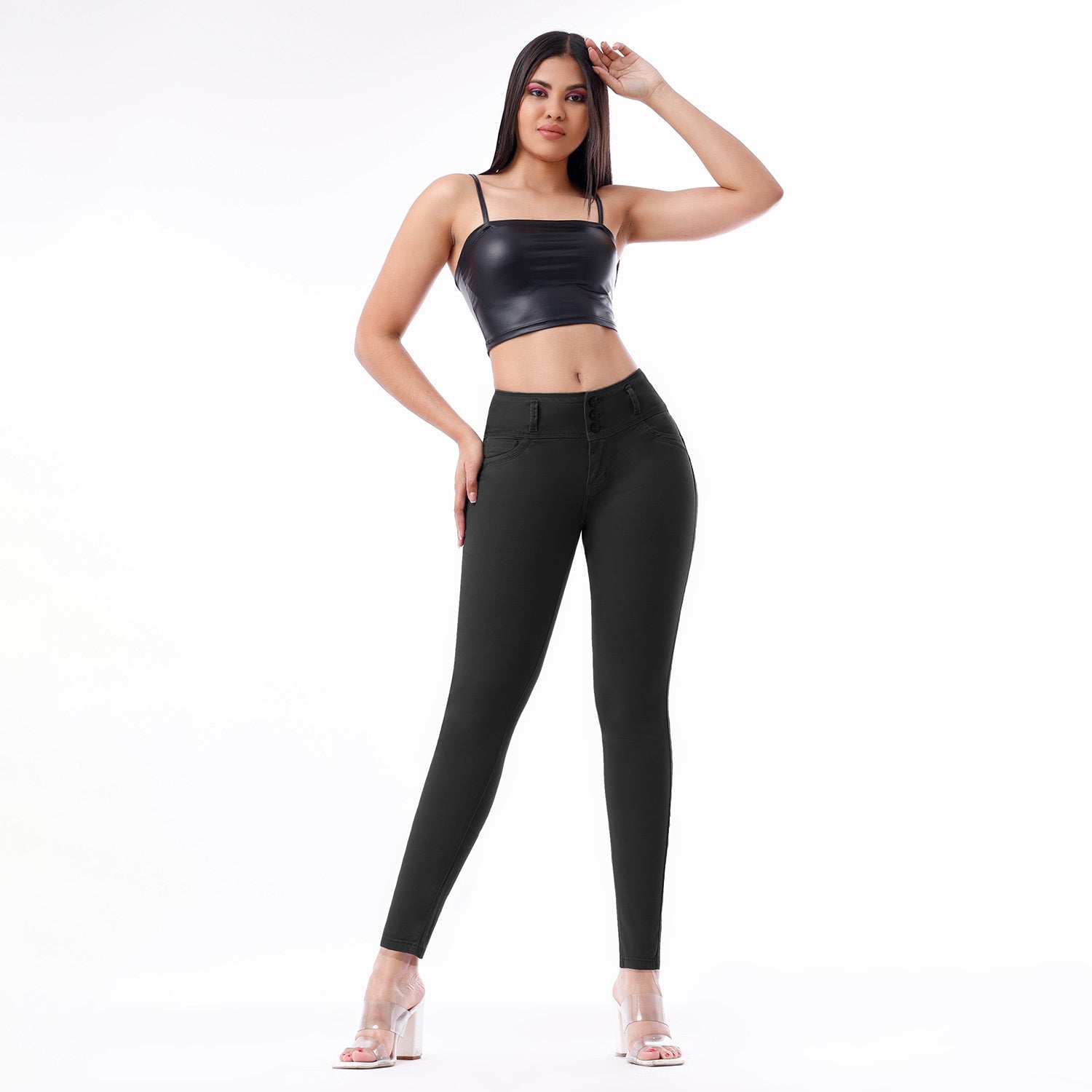 pantalon drill mujer push up negro