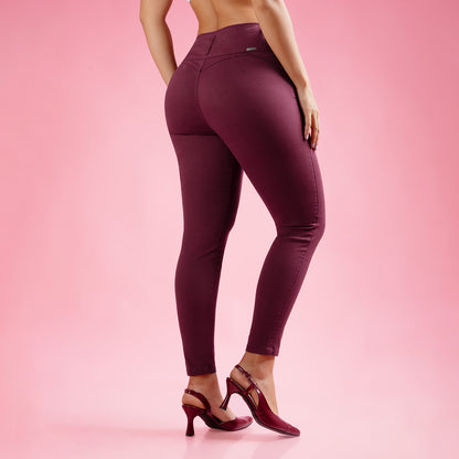 Pantalon Drill Push Up Pitillo Cintura Guinda
