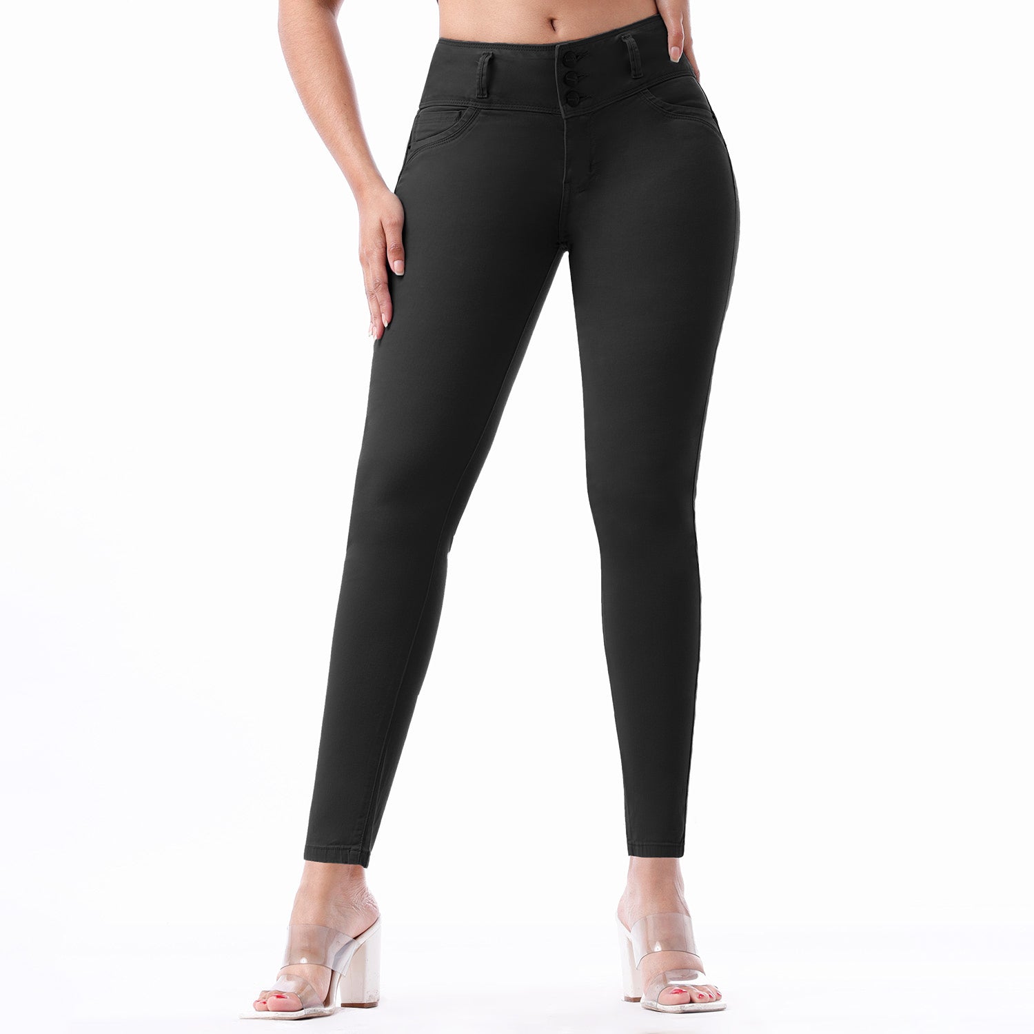 pantalon drill mujer push up negro