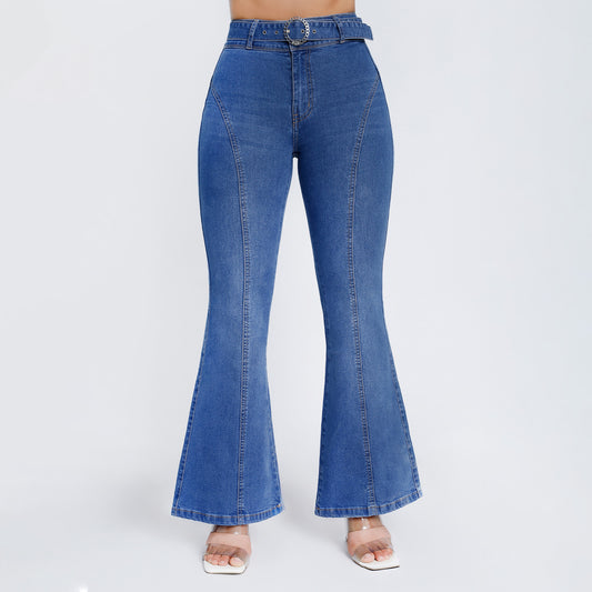 Pantalón Mariela Cintura Flare 2b C/correa Pepper Moteado