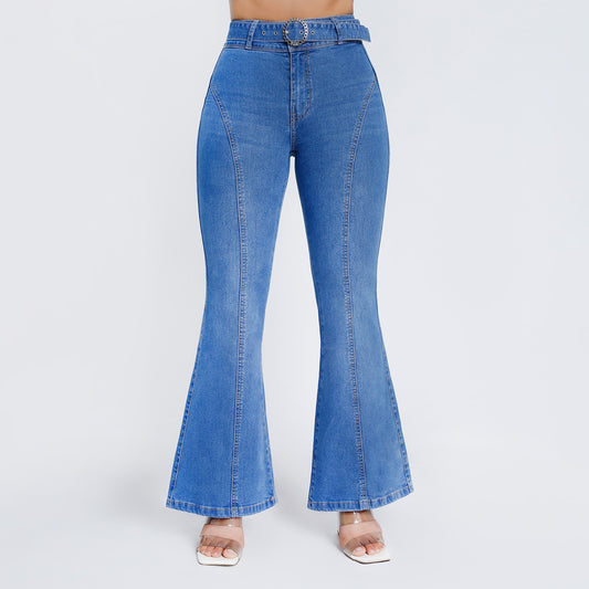 Pantalón Mariela Cintura Flare 2b C/correa Cristal Moteado