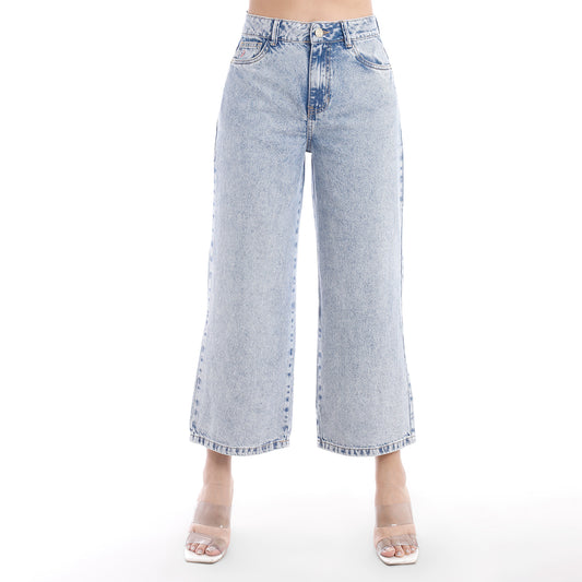 Jean Culotte Cintura Mujer Diamante Frosteado