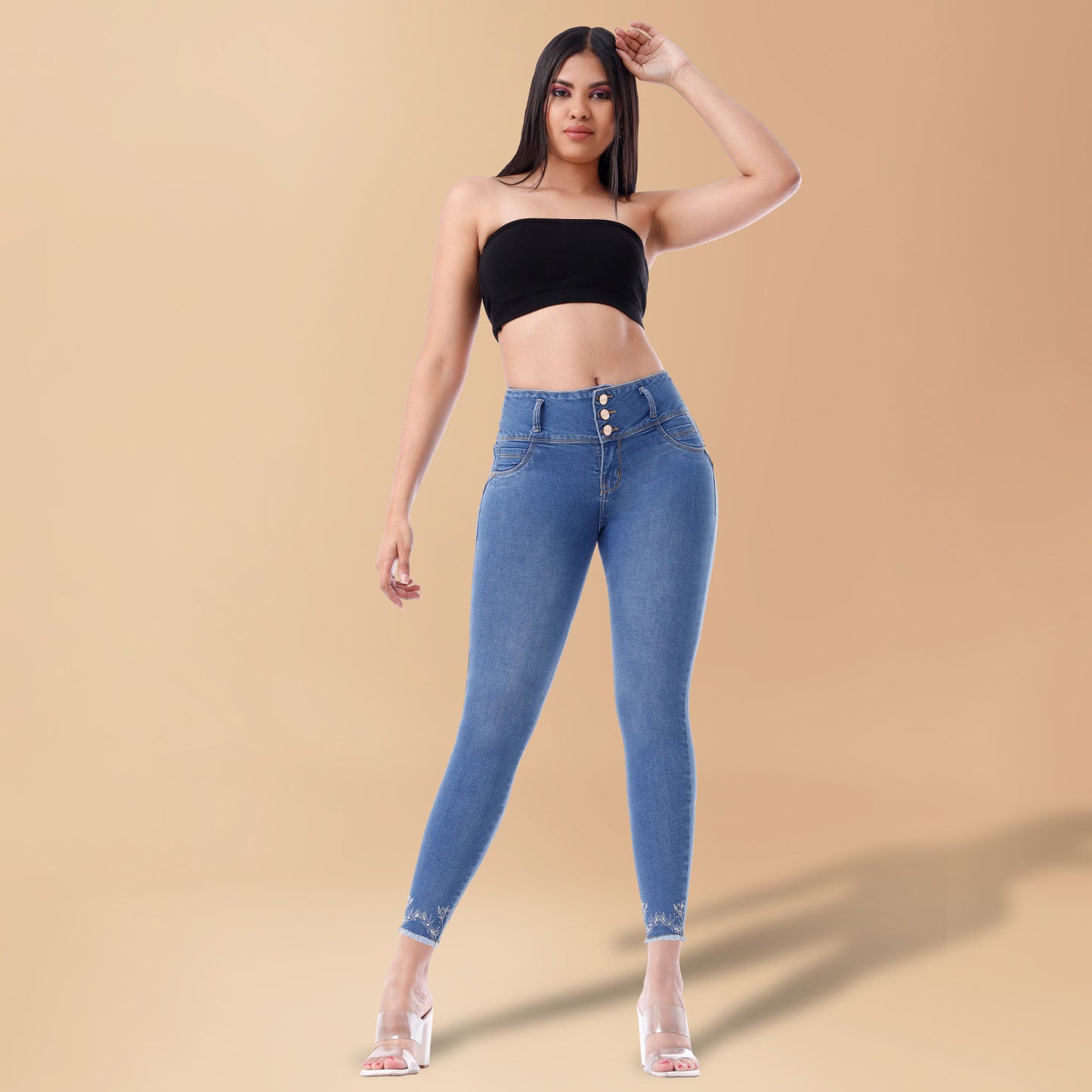 Jeans Push Up Mujer Semimoda Pitillo Tobillero Cintura Cristal – 221702