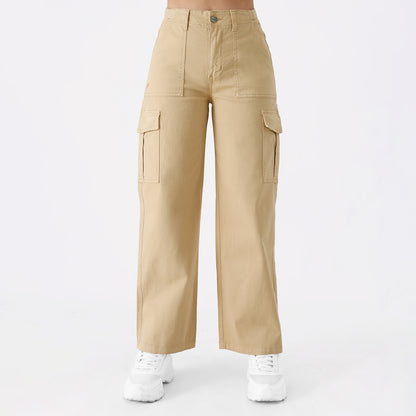 Pantalón palazzo mujer beige