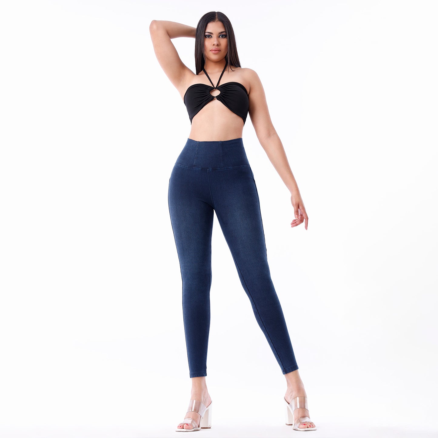 Leggins Push Up Mujer French Terry Cintura Pitillo Steel - 230239