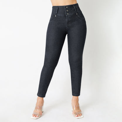 Jeans Push Up Mujer Semimoda Pitillo Cintura Carbón – 230041