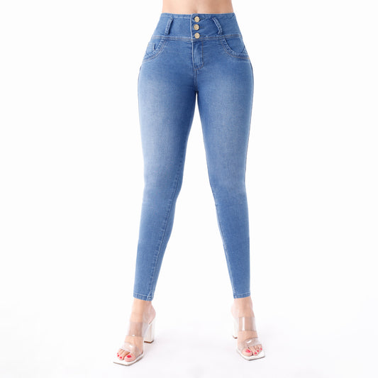 Jeans Push Up Mujer Pitillo Cintura Cristal - 220331