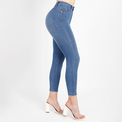 Jeans Push Up Mujer Semimoda Pitillo Tobillero Cintura Cristal – 221437