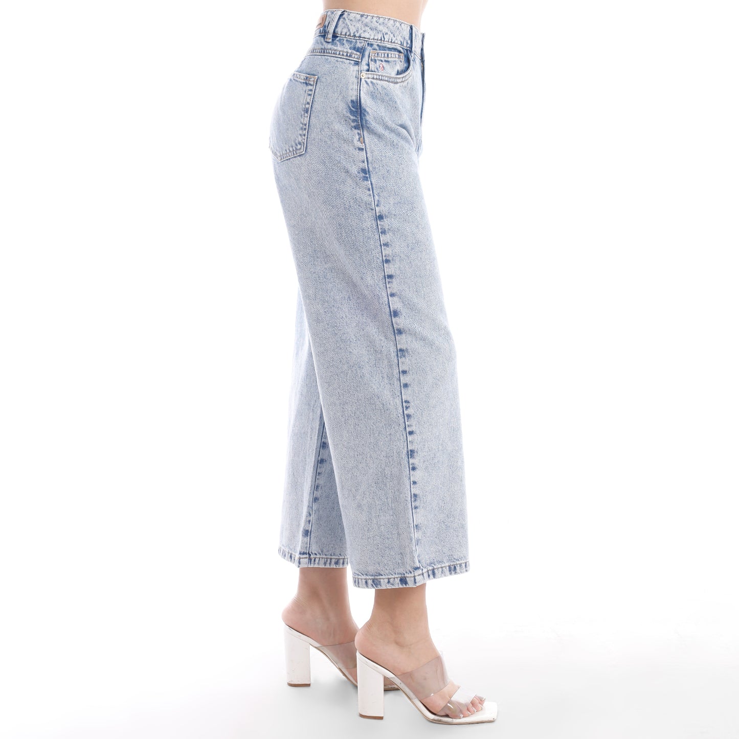 Jean Culotte Cintura Mujer Diamante Frosteado