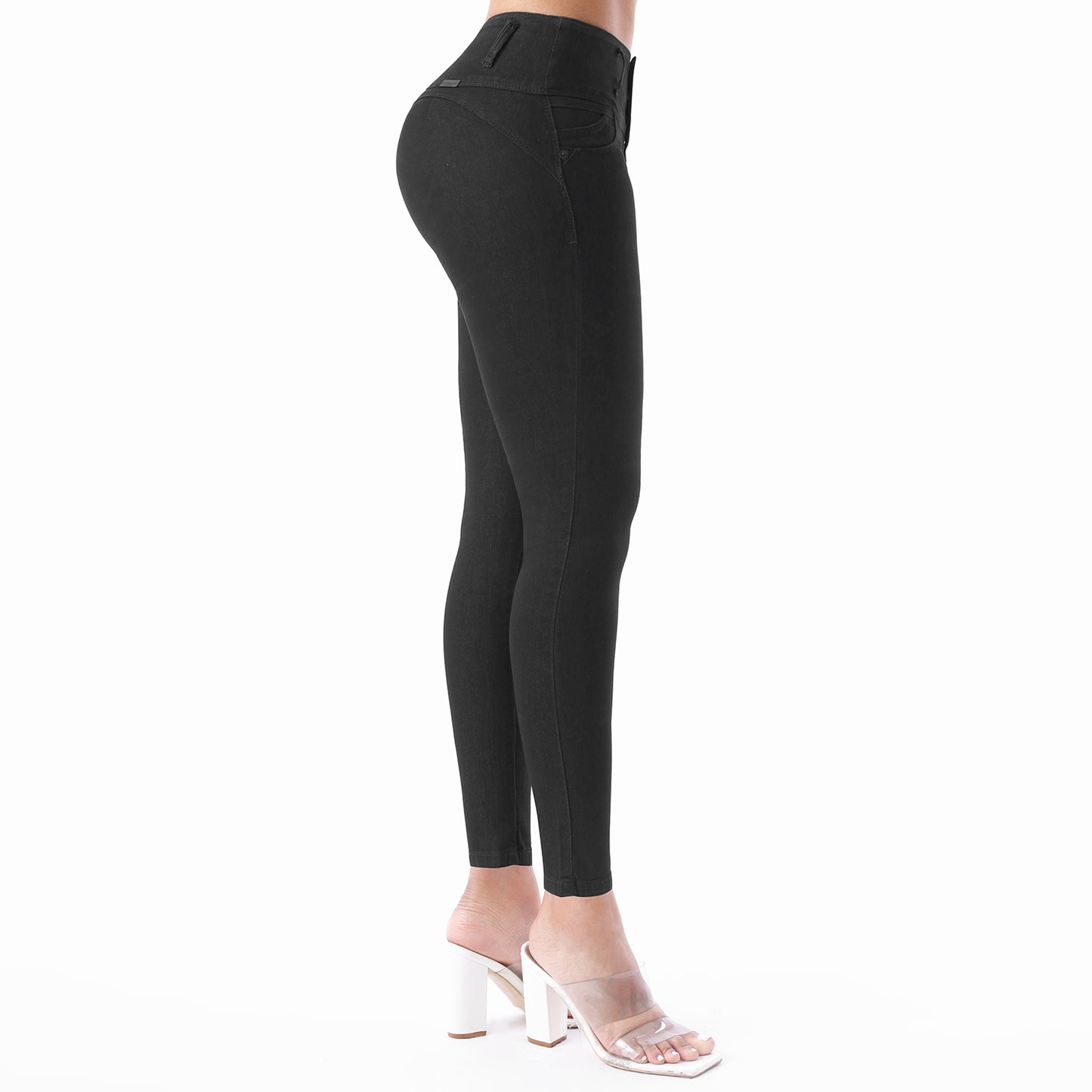 Jean Cintura 3b Pitillo Negro