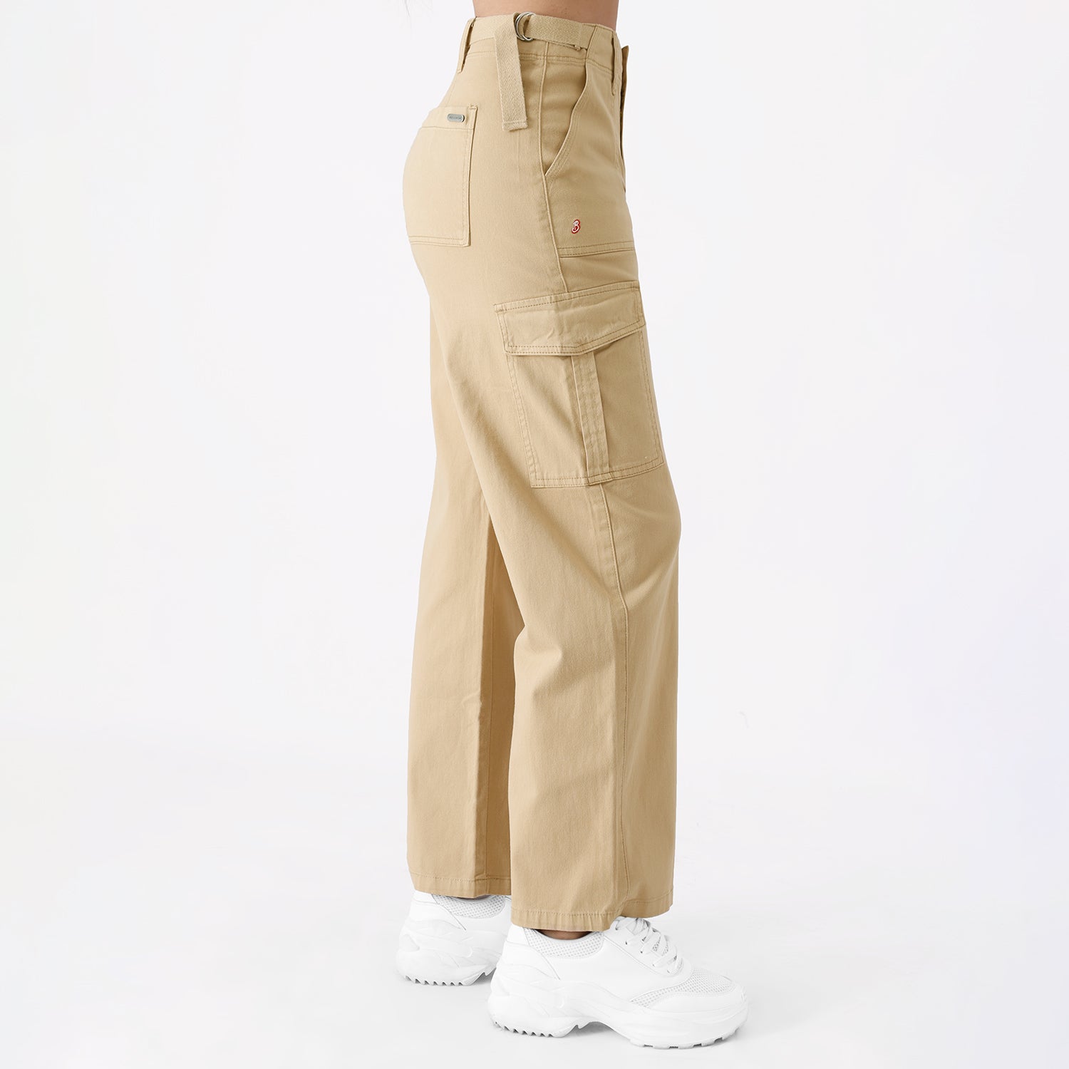 Pantalón palazzo mujer beige