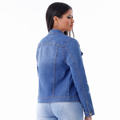 Casaca Mujer Clásica Denim Vaquera Cristal - 230022