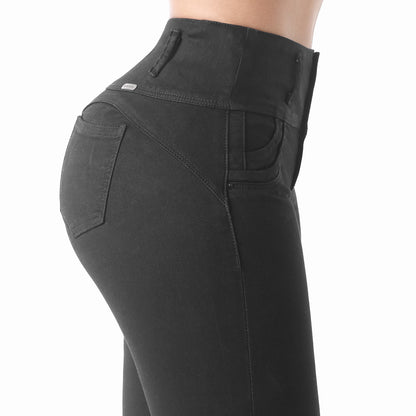 Jean Pitillo Push Up Semicintura Mujer Negro