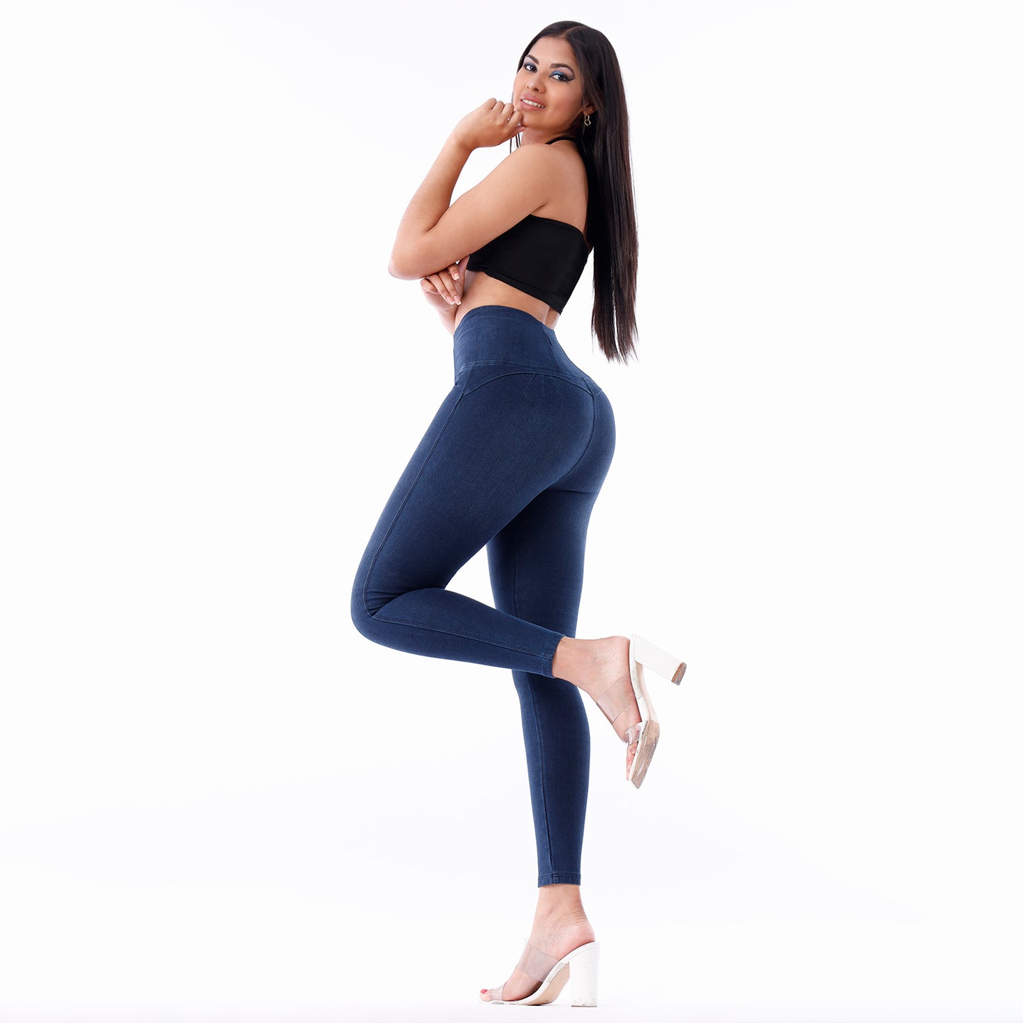 Leggins Push Up Mujer French Terry Cintura Pitillo Steel - 230239