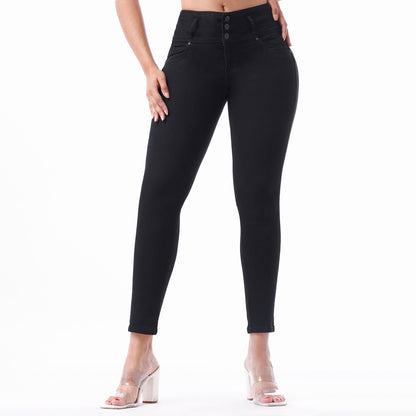 Jeans Push Up Mujer Pitillo Cintura Negro - 220658