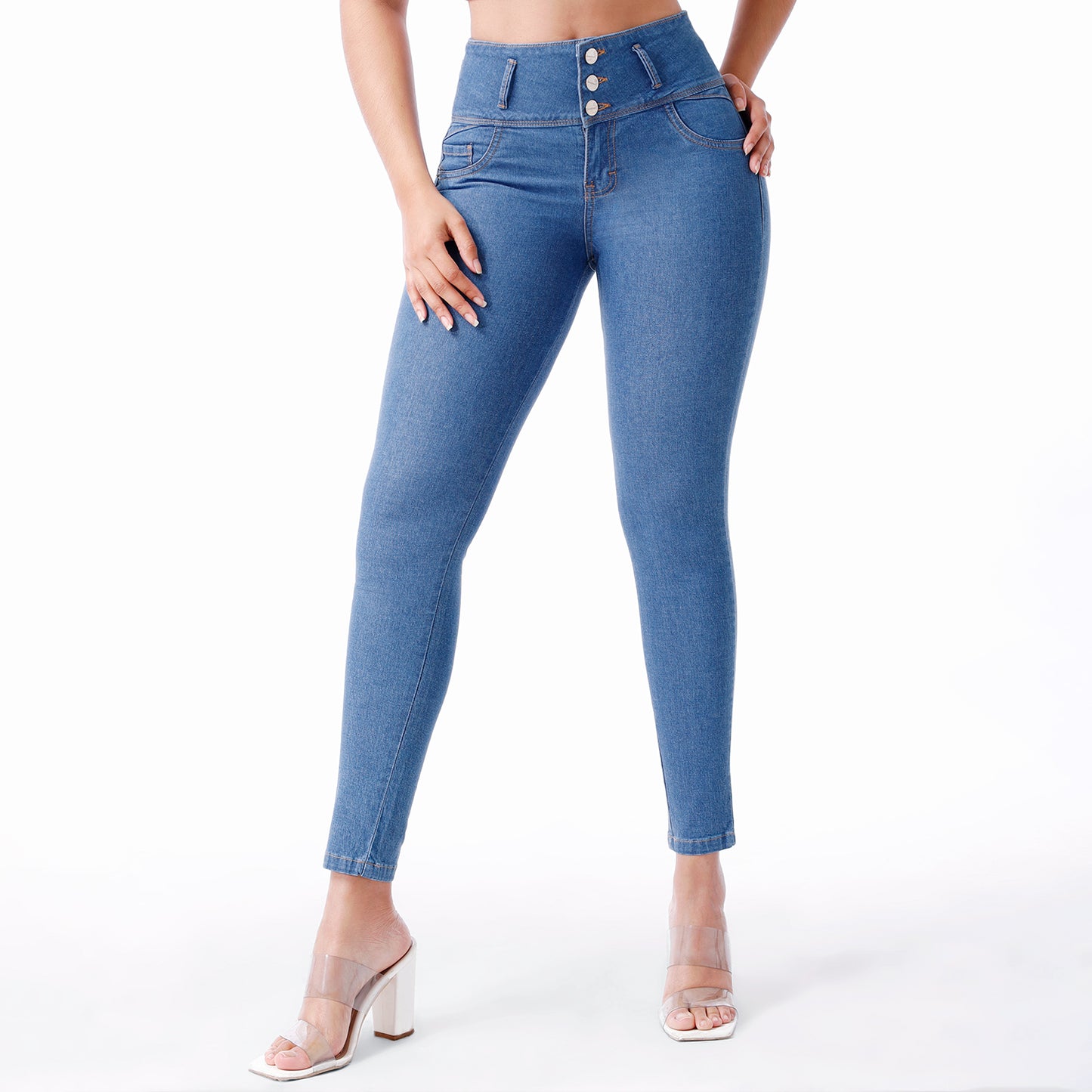 Jeans Push Up Mujer Pitillo Cintura Cristal - 221646