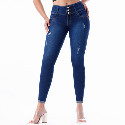 Jeans Push Up Mujer Semimoda Pitillo Tobillero Semi Cintura Cristal – 221717