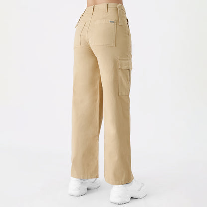 Pantalón Palazzo Cargo Mujer Beige