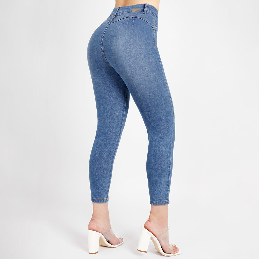 Jeans Push Up Mujer Semimoda Pitillo Tobillero Cintura Cristal – 221437