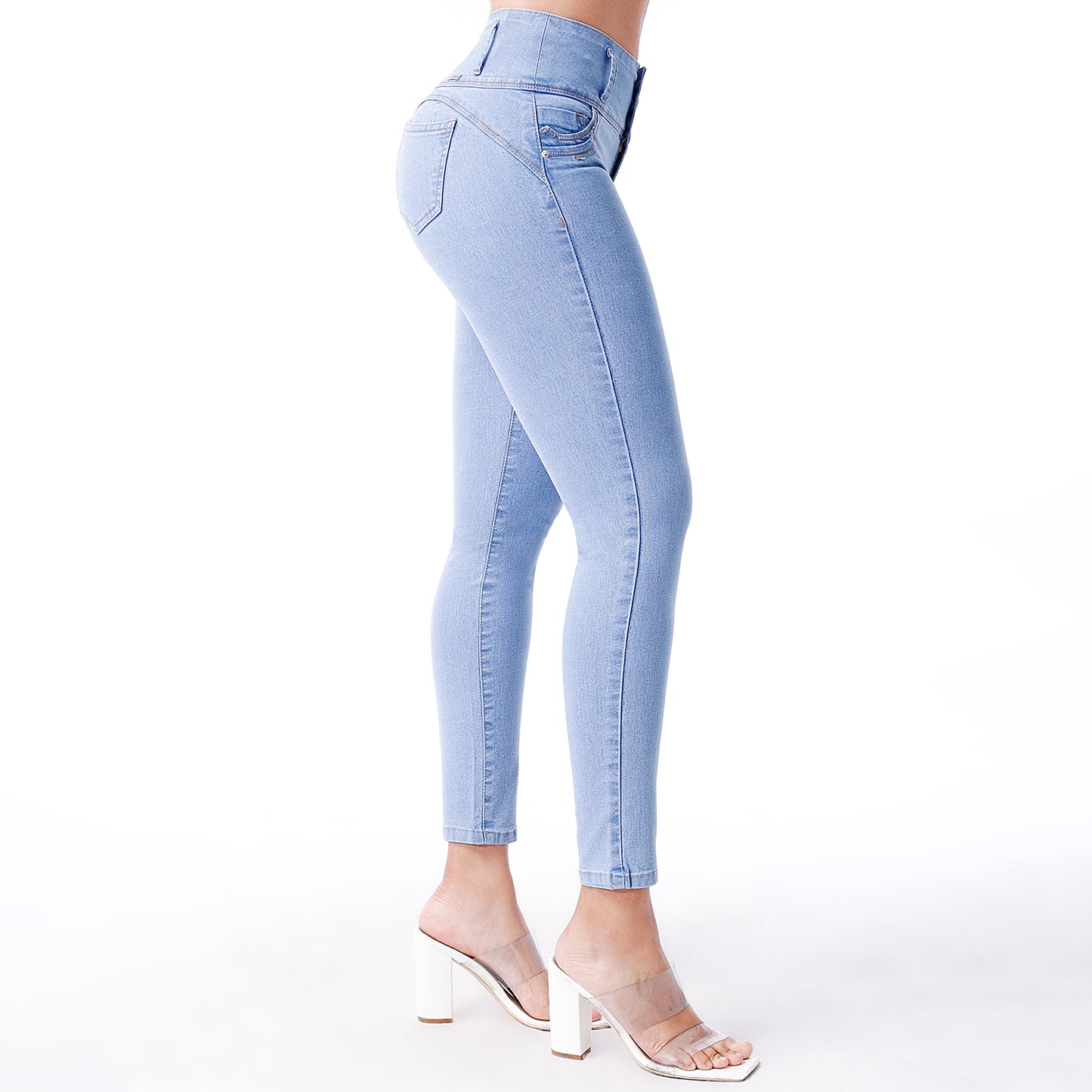 Jeans Push Up Mujer Pitillo Semicadera Cristal - 221487
