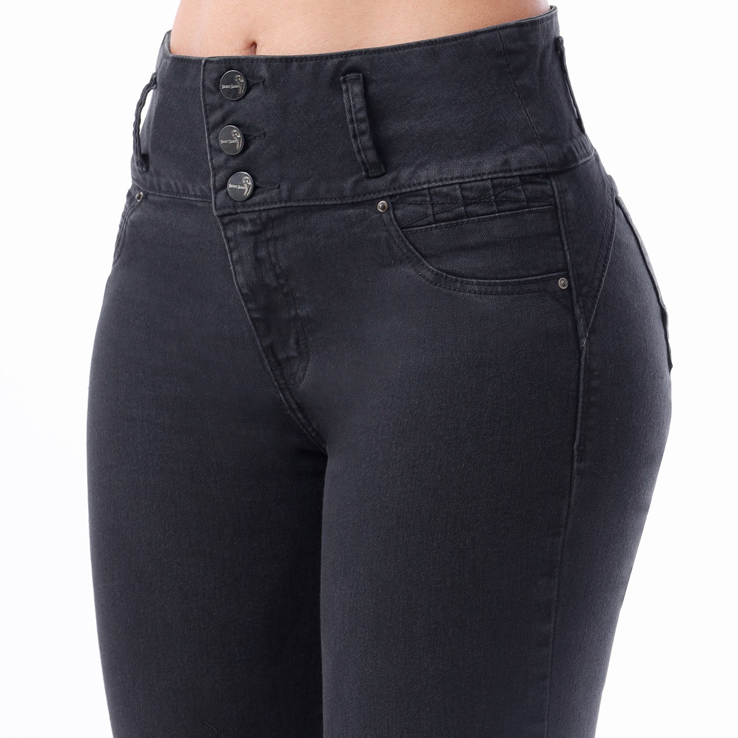 Jeans Push Up Mujer Semimoda Semi Recto Cintura Carbón – 220664