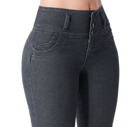 Jeans Push Up Mujer Pitillo Cintura Carbón - 230204