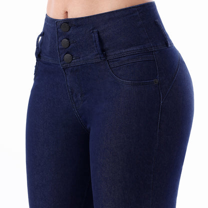 Jeans Push Up Mujer Pitillo Semicadera Azul Noche - 220254