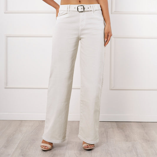 Wide Leg Mila Cintura C/correa Hueso