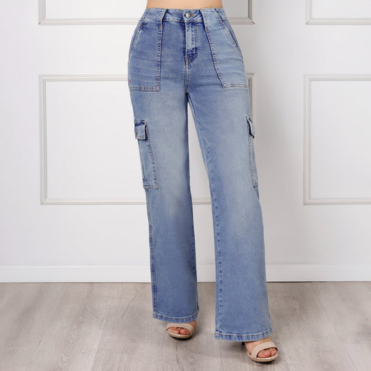 Wide Leg Moxie Cintura Cargo Cristal