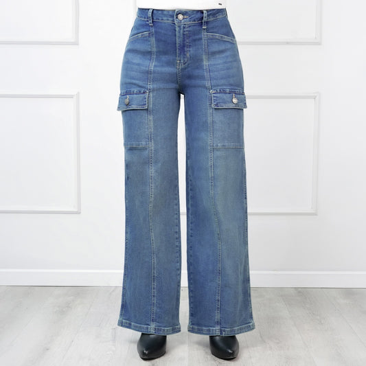 Wide Leg Cargo Olivia Cintura Cristal